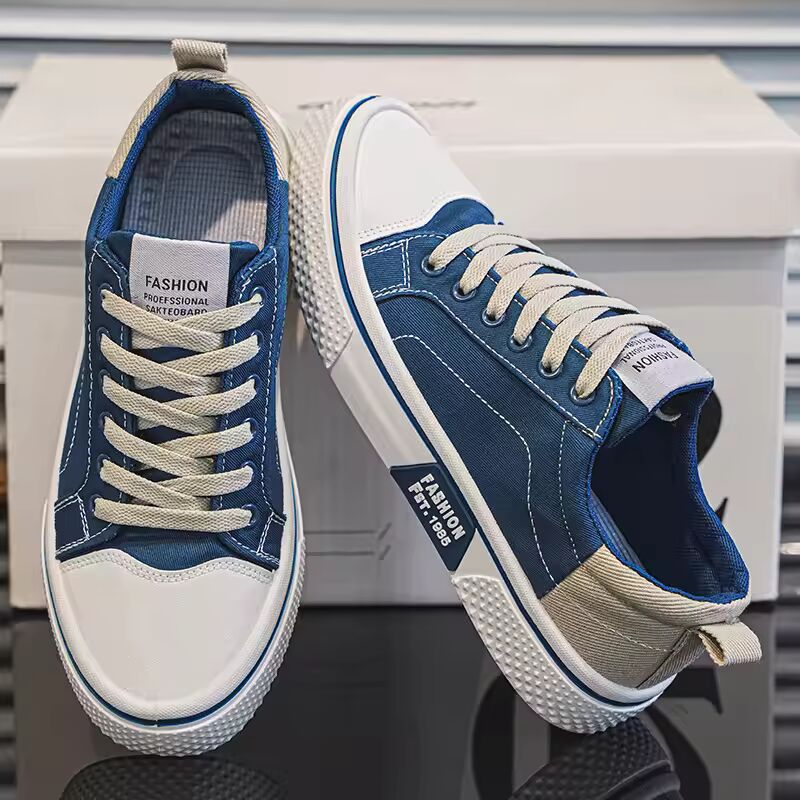 Mens Breathable Canvas Skate Shoes Soft Sole Casual Sneakers Trendy Versatile Lightweight Non-Slip Slip-On Sports Footwear 37-48
