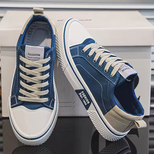 Mens Breathable Canvas Skate Shoes Soft Sole Casual Sneakers Trendy Versatile Lightweight Non-Slip Slip-On Sports Footwear 37-48